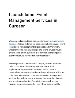 Event Management Services in Gurgaon