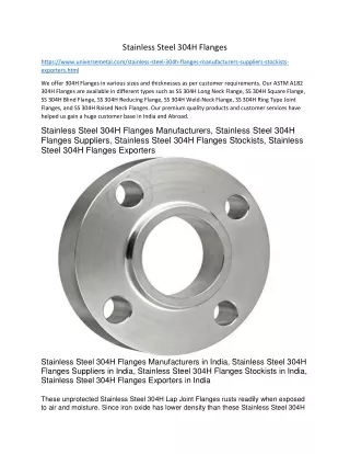 Stainless Steel 304H Flanges Manufacturers
