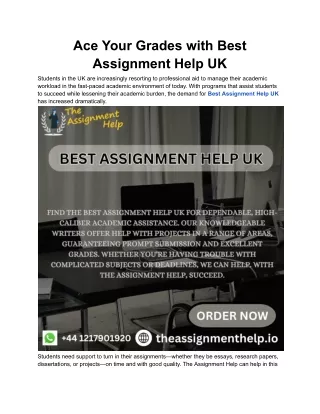 Ace Your Grades with Best Assignment Help UK