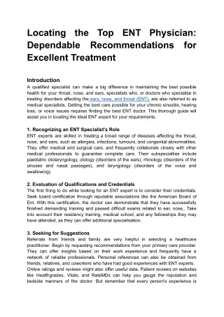 Locating the Top ENT Physician_ Dependable Recommendations for Excellent Treatment (1)