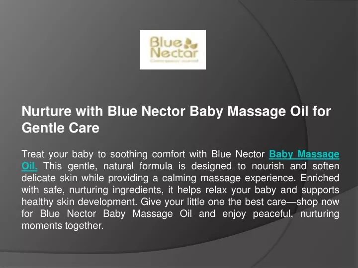 nurture with blue nector baby massage