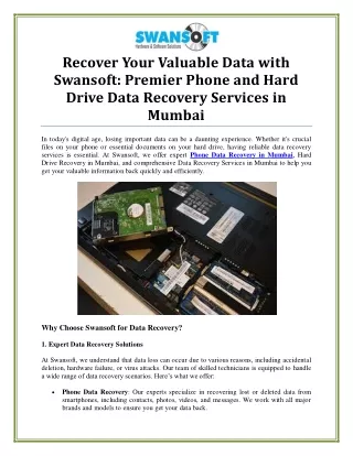 Expert Phone and Hard Drive Data Recovery Services in Mumbai