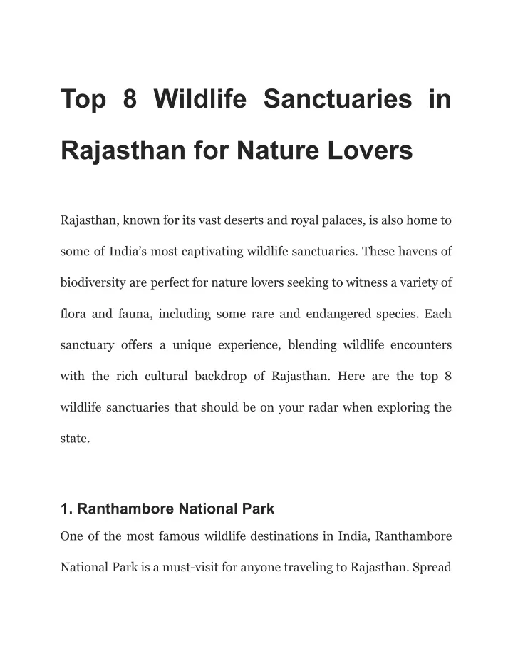 top 8 wildlife sanctuaries in