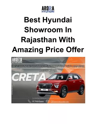 Best Hyundai Showroom in Rajasthan With Amazing Price Offer