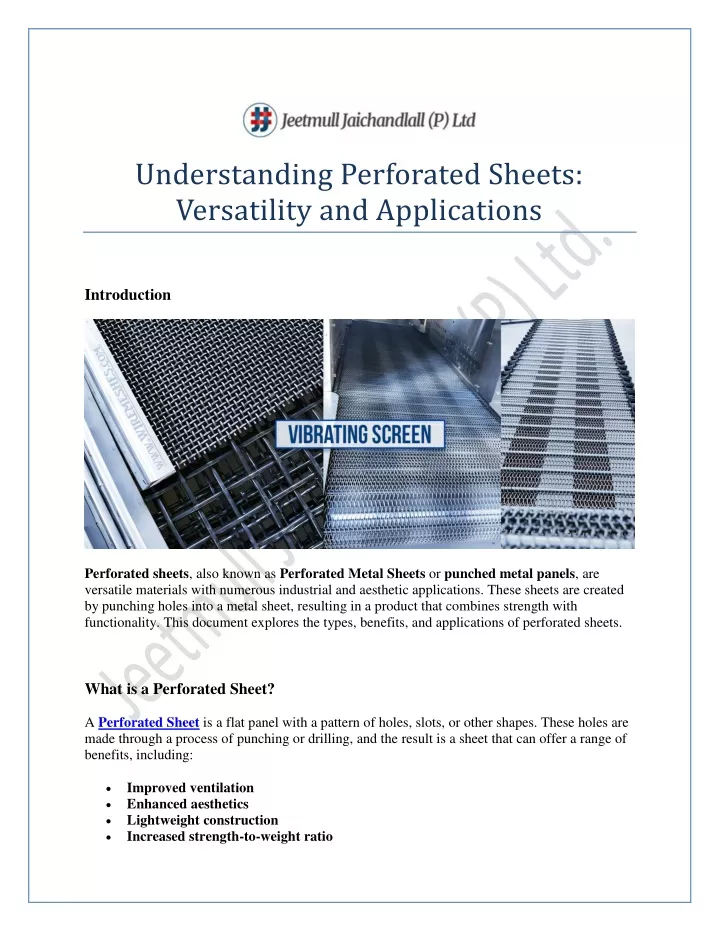 understanding perforated sheets versatility