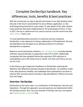 Complete DevSecOps handbook_ Key differences, tools, benefits & best practices