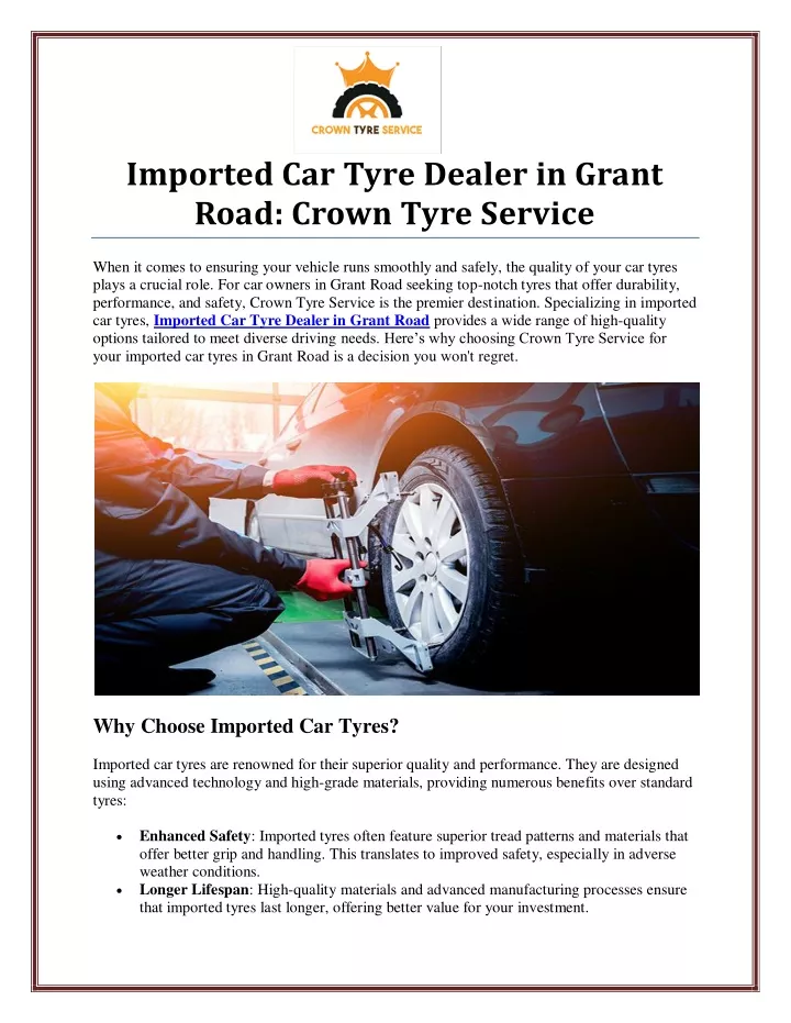 imported car tyre dealer in grant road crown tyre