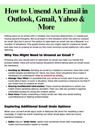 How to Unsend An Email