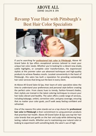 Revamp Your Hair with Pittsburgh