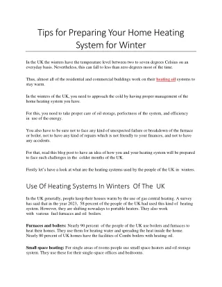 tips for preparing your home heating system