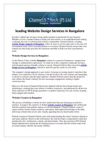 leading Website Design Services in Bangalore