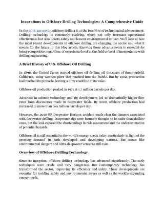 Innovations in Offshore Drilling Technologies_ A Comprehensive Guide