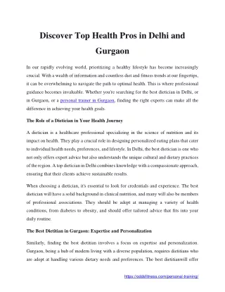 Discover Top Health Pros in Delhi and Gurgaon