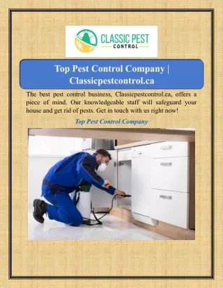 Top Pest Control Company  Classicpestcontrol.ca