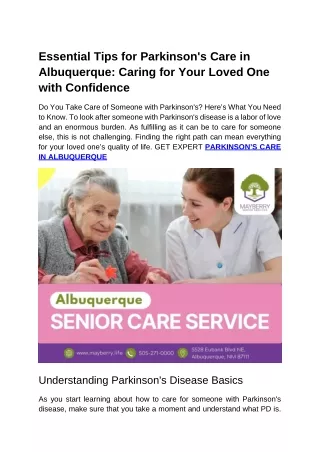 Essential Tips for Parkinson's Care in Albuquerque_ Caring for Your Loved One with Confidence