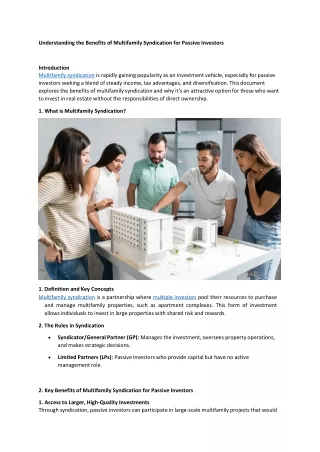 Understanding the Benefits of Multifamily Syndication for Passive Investors