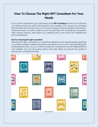 How To Choose The Right NFT Consultant For Your Needs