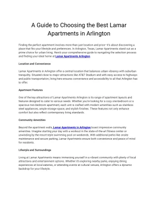 Best Lamar Apartments in Arlington