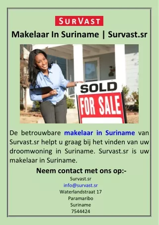 Makelaar In Suriname  Survast.sr