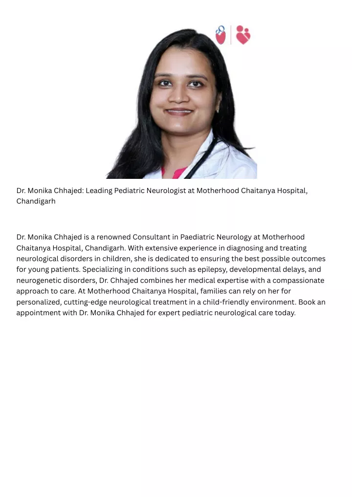 dr monika chhajed leading pediatric neurologist