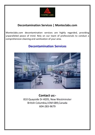 Decontamination Services | Monteclabs.com