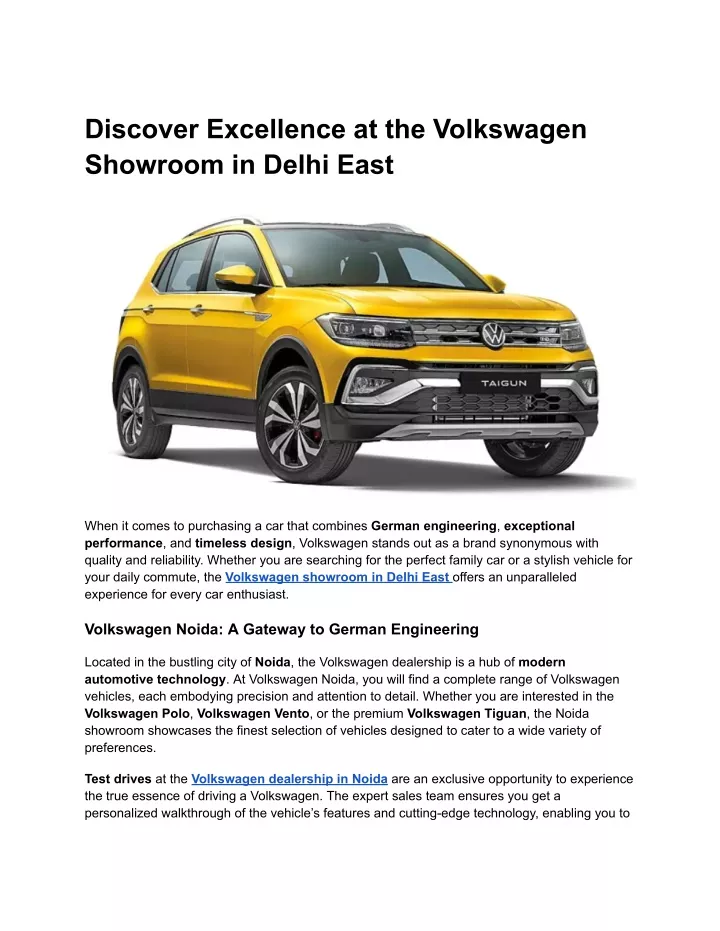 discover excellence at the volkswagen showroom