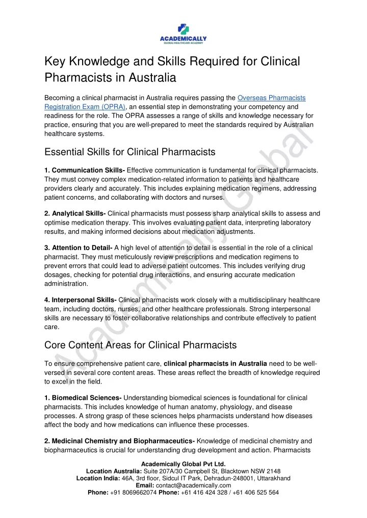 key knowledge and skills required for clinical