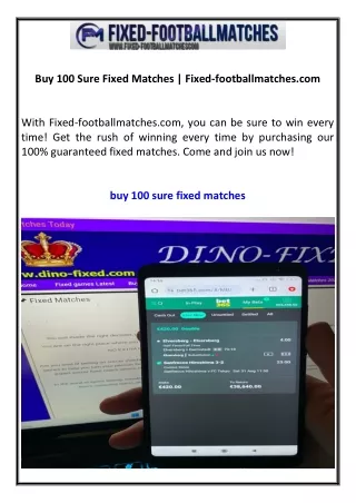 Buy 100 Sure Fixed Matches | Fixed-footballmatches.com