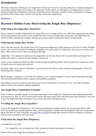Daytona's Hidden Gem: Discovering the Jungle Boys Dispensary