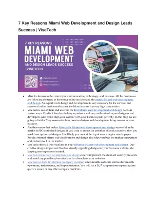 7 key reasons miami web development and design