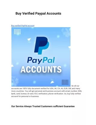 Buy Verified Paypal Accounts