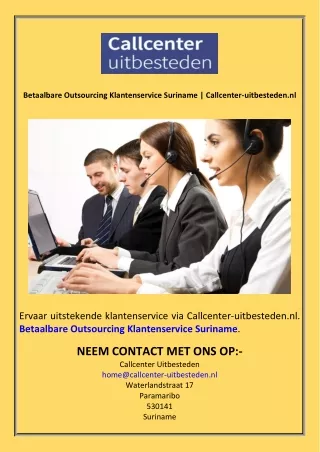 Betaalbare Outsourcing Klantenservice Suriname  Callcenter-uitbesteden.nl