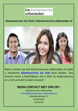 Klantenservice Via Chat  Klantenservice-uitbesteden.nl