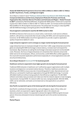 global sd wan market projected to grow from