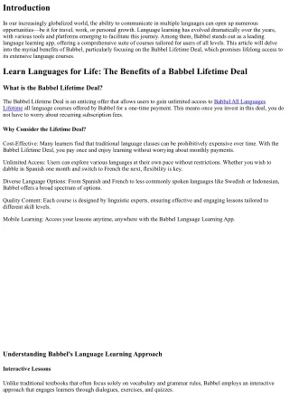 Learn Languages for Life: The Benefits of a Babbel Lifetime Deal