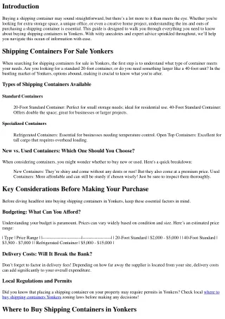 **Your Comprehensive Guide to Buying Shipping Containers in Yonkers: What You Ne