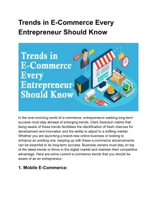 Trends in E-Commerce Every Entrepreneur Should Know