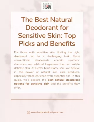 The Best Natural Deodorant for Sensitive Skin Top Picks and Benefits