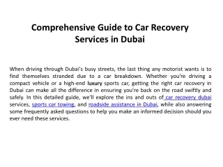 Comprehensive guide car recovery dubai
