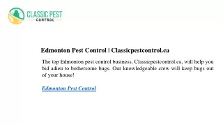 Edmonton Pest Control Classicpestcontrol.ca