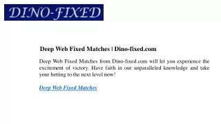 deep web fixed matches dino fixed com