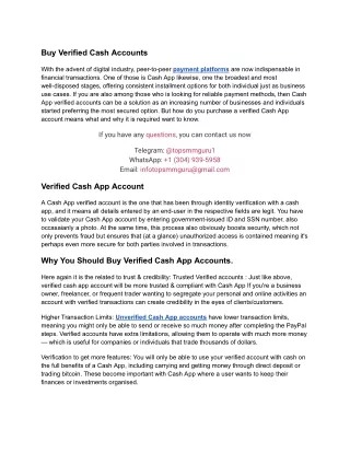 Top Place To Buy Verified Cash Accounts PDF