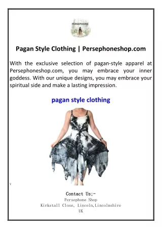 Pagan Style Clothing Persephoneshop.com