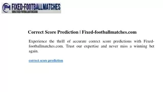 correct score prediction fixed footballmatches com