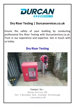 Dry Riser Testing Durcanservices.co.uk