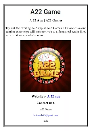 a 22 app a22 games