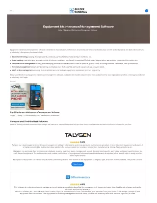Equipment MaintenanceManagement Software