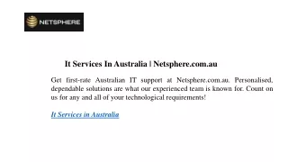 It Services In Australia  Netsphere.com.au
