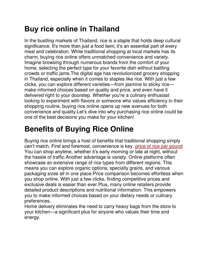 buy rice online in thailand