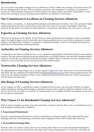 Why You Should Choose Us for Your Cleaning Needs in Allentown